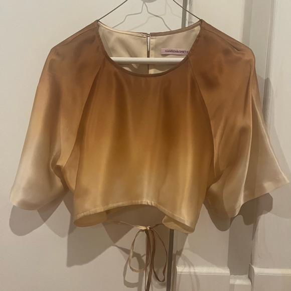 Verde Tie-Waist Stretch-Silk Crop Top - Picture 2 of 4